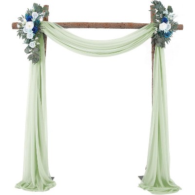 1 Piece Wedding Arch Hanging Curtains, Voile Curtains 70 x 550 cm for Wedding Decoration Backdrop ,Gray Green