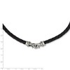 Black Bow Jewelry 6mm Woven Black Leather Stainless Steel Cord Chain Necklace, 19.5 Inch - 2 of 4
