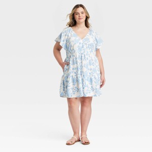 Women's Flutter Short Sleeve Woven Mini Skater Dress - Universal Thread™ - 1 of 3