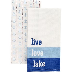 Pavilion Gift Company - Live Love Lake - Tea Towel Gift Set (2 - 20" x 28") - Kitchen Textiles - 1 of 4