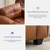 TYBOATLE Faux Leather Tufted Single Sofa set of 2, Modern Office Reading Chair, Upholstered Armchair with Wood Legs for Reading/Living Room, Brown - 2 of 4