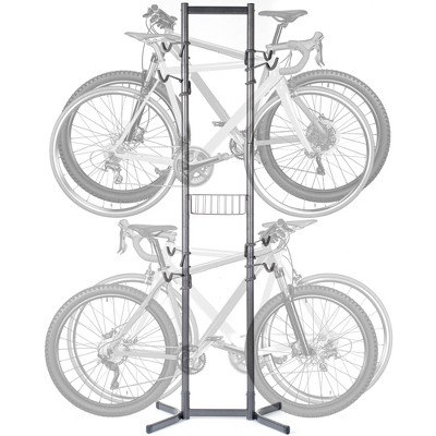 Delta Design Cycle Four Bike Free-Standing Storage Rack with Basket - Black