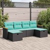 vidaXL 6-Piece Patio Sofa Set-Black Rattan/Steel - Outdoor Garden Terrace/Deck - Storage Seats - Blue Cushions - 2 of 4