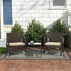 Aoodor 3 Pieces Outdoor Patio Wicker Furniture Set, Modern Rattan Chair Conversation Sets with Coffee Table for Balcony, Porch, Garden, Yard - 3 of 4