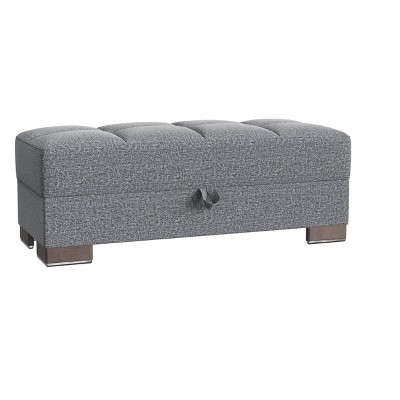 HomeRoots 52" Gray and Brown Chenille Storage Ottoman