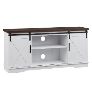 Farmhouse TV Stand for 65 Inch TV, Entertainment Center with Sliding Barn Door and Adjustable Shelves - 1 of 4