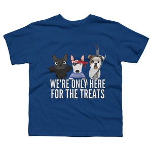 Boy's Design By Humans Dog Halloween - We're Only Here For The Treats By PedigreePrints T-Shirt - 1 of 4