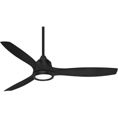 60" Minka Aire Modern Indoor Ceiling Fan with LED Light Remote Control Coal Black Etched Glass Shade for Living Room Kitchen Home