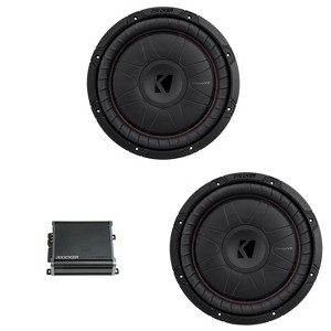 Kicker 12 Inch CVT Thin Woofer Includes Two 52CVT124 Package with 46CXA8001 Amplifier - 1 of 4