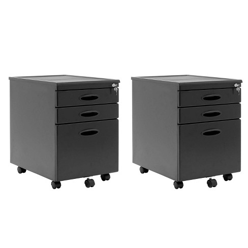 Calico Designs Office Furniture Storage 3 Drawer File Cabinet Black 2 Pack Target