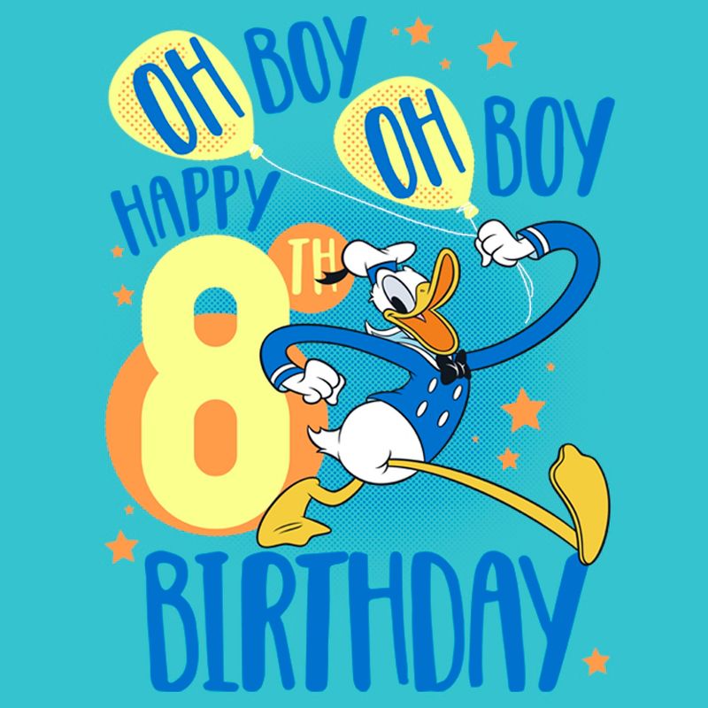 Girl's Disney Donald Duck Oh Boy Happy 8th Birthday T-Shirt, 2 of 5
