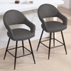Bekrvio Swivel Counter Height Bar Stools Set of 2/4,26" Kitchen Bar Chairs w/Hollow Back,Faux Leather/Velvet Upholstered for Kitchen Island - 4 of 4