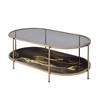 Rectangle Glass Coffee Table with Gold Finish Metal Frame and Marbled Shelf for Modern Living Spaces - 3 of 4