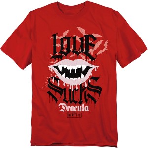 Men's Universal Monsters Valentine'S Day Dracula Love Sucks T-Shirt - 1 of 4