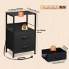 NightStand with Charging Station, LED Bedside Table with 2 Fabric Drawers, Storage Shelf, 3 USB Ports and 2 Outlets - 3 of 4