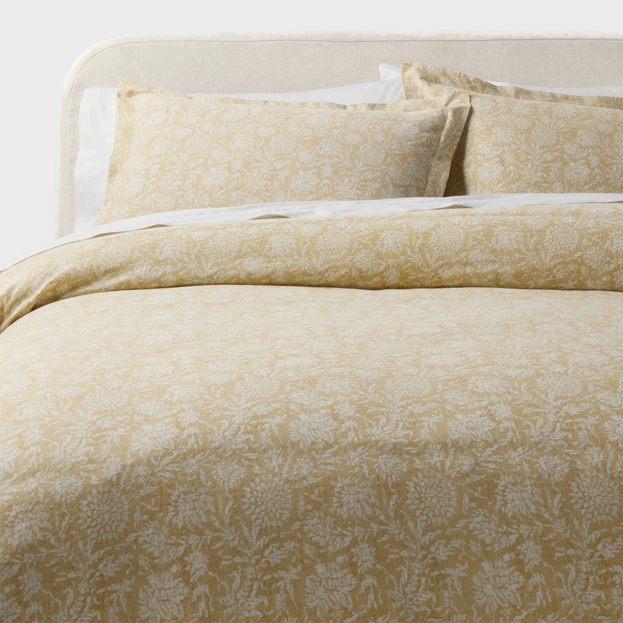 King Casual Textured Cotton Printed Duvet Cover and Sham Set Yellow - Threshold™