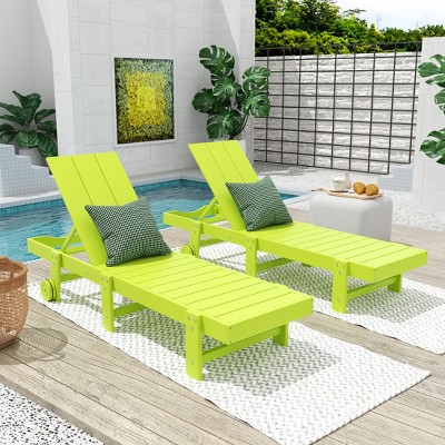 WestinTrends Ashore Modern Poly Reclining Chaise Lounge With Wheels (Set of 2pcs)