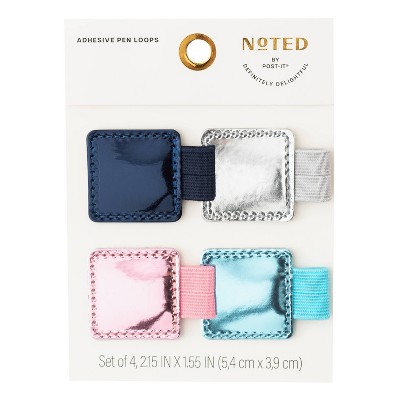 Noted by Post-it 4pk Metallic Adhesive Pen Loop Holders