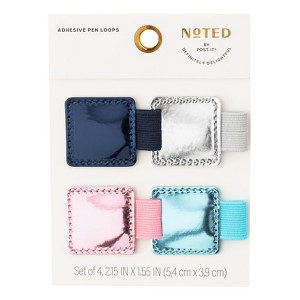 Noted by Post-it 4pk Metallic Adhesive Pen Loop Holders - 1 of 4