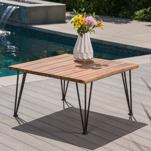 Chic Crate-Modern Industrial Coffee Table - Solid Oak & Steel Farmhouse Design, Rustic Home Decor for Living Room (Weather-Resistant) - 1 of 4