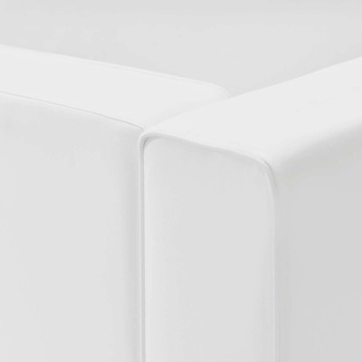 Expansive White Vegan Leather Left-Arm Chair with Elegant Piping