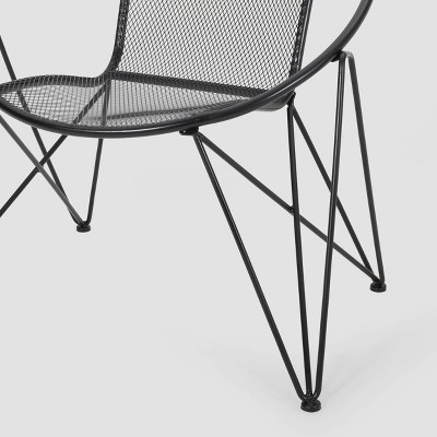 Georgia Matte Black Iron Modern Club Chairs, Set of 2