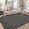 Modern Braided Print Rug, Washable Non-Slip Carpet, Low Pile Stain-Resistant Indoor Rug for Living Room, Linen - 2 of 4
