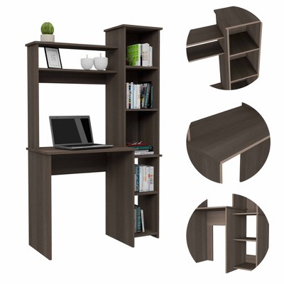 VYNXARIA 6-Shelf Writing Desk with Built-in Bookcase