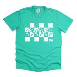 Simply Sage Market S.W.Smiley Checkered X Face Garment Dyed Tee - 1 of 4