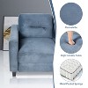 PexFix Velvet Upholstered Single Sofa Chair Sectional Couches Mordern Accent Armchair with Wooden Legs for Living Room Bedroom Office Gray - 4 of 4