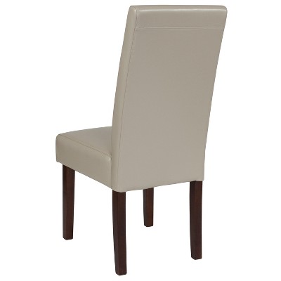 Parsons Beige LeatherSoft Side Chair with Solid Hardwood Frame