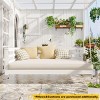 Twin Size Acacia Wood Garden Porch Swing Bed,Wooden Outdoor Patio Hammock Swing Chair with Ropes,2 Seater Hanging Garden Patio Chair-Coolbibila - 2 of 4