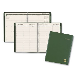 Recycled Weekly Vertical-Column Format Appointment Book, 11 x 8.25, Green Cover, 12-Month (Jan to Dec): 2025 - 1 of 4