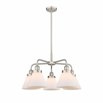 Cone - 5 Light Stem Hung Chandelier In Art Deco Style-15 Inches Tall and 25.75 Inches Wide