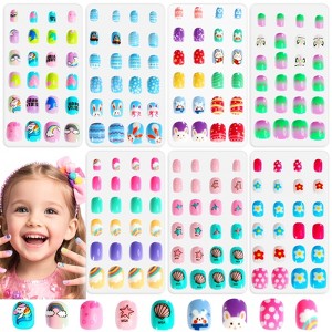 Saviland Kids 7-Pack Press-On Nails Kit - 168PCS Pre-Glued Retro Floral Designs for Girls 8-12 Years with Adhesive Tabs.(Holiday Gift Set) - 1 of 4