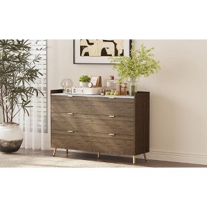 CAVINAS  6-Drawer Dresser with 2 Rows,Modern Storage Cabinet Dresser for Bedroom,Entryway,Bedroom Furniture with Legs and Metal Handles - 1 of 4