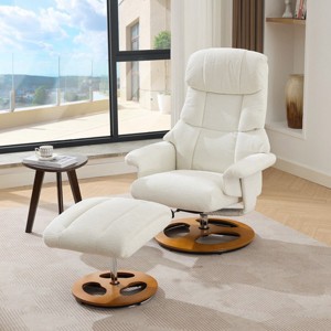 Chenille Fabric Recliner Chair with Ottoman,Modern 360° Swivel 5-Point Massage Recliner Chair,Lounge Chair for Bedroom Living Room-Coolbibila - 1 of 4