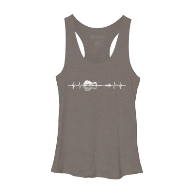Women's Design By Humans Nature Guitar Heart Beat By Maryedenoa Racerback Tank Top