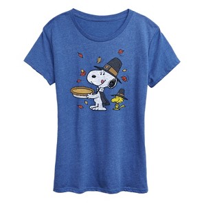 Women's - Peanuts - Thanksgiving Scene Short Sleeve Graphic T-Shirt - 1 of 4