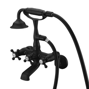 Sumerain Vintage Wall Mount Clawfoot Tub Faucet Black with Hand Shower, 3 to 9" Adjustable Centerset - 1 of 4