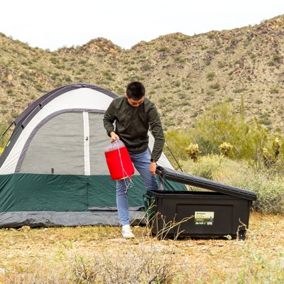 Remington 42 Gal Black Plastic Rolling Storage Trunk with Handle