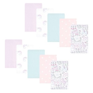 Hudson Baby Infant Girl Flannel Burp Cloth 10pk, Dreamy Unicorn, One Size - 1 of 4