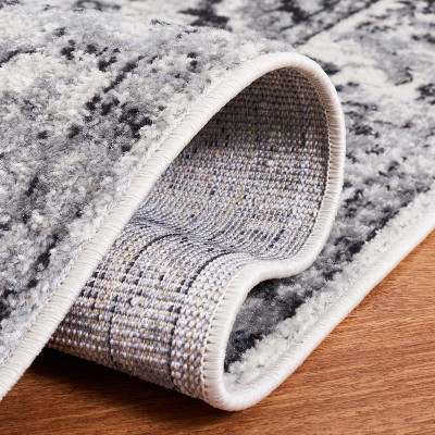 Gray and Black Round Synthetic Flat Woven Area Rug