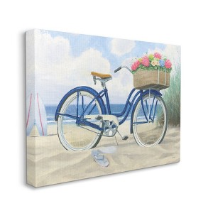 Stupell Industries Bike with Flower Basket Beach Blue Nautical Painting - 1 of 4