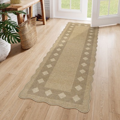Lahome Diamond Double Frame Diagonal Faux Jute Rectangular Indoor Outdoor Area Rug