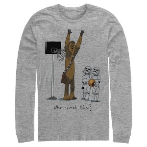 Men's Star Wars Chewbacca Basketball Who Invited Him Long Sleeve Shirt - 1 of 4
