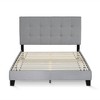 Furinno Full/Queen Size Upholstered Bed Frame Button Tufted Headboard Bedframe 12PC Slat Mattress Foundation,Gray - 4 of 4