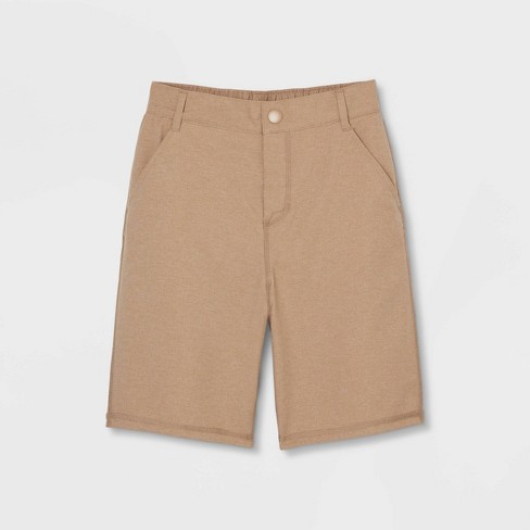 Boys' Adaptive Dry Fit Shorts - Cat & Jack™ Heathered Brown XS