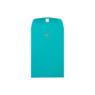 JAM Paper 6 x 9 Open End Catalog Colored Envelopes with Clasp Closure Sea Blue Recycled 10/Pack