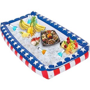 4E's Novelty Patriotic Inflatable Serving Bar, 4th of July Ice Tray Buffet Cooler - 1 of 4
